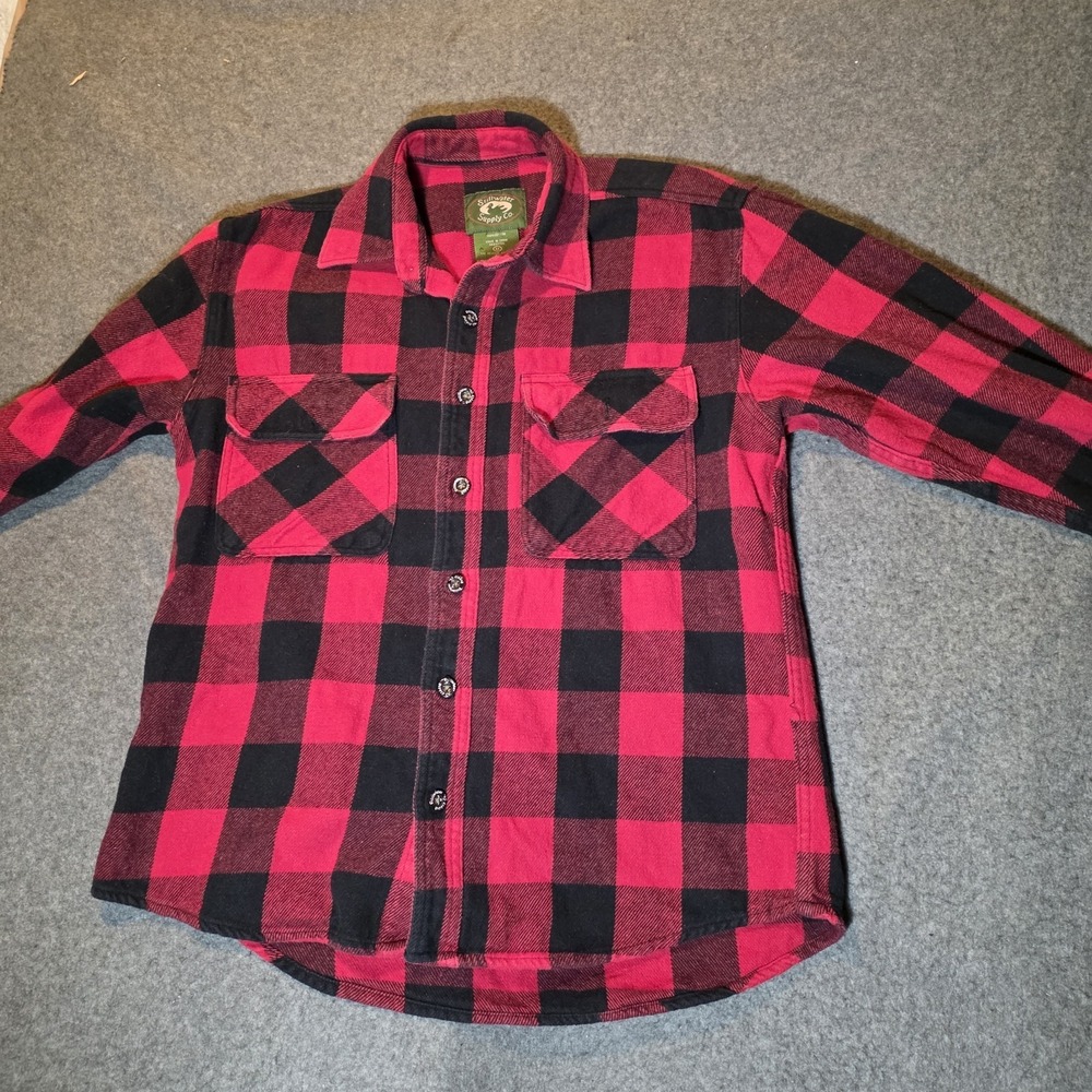 Stillwater Supply Company Red Plaid Flannel Long Sleeve Men's Medium 605